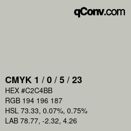 Color code: CMYK 1 / 0 / 5 / 23 | qconv.com