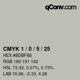 颜色代码: CMYK 1 / 0 / 5 / 25 | qconv.com