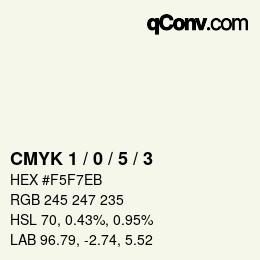 カラーコード: CMYK 1 / 0 / 5 / 3 | qconv.com