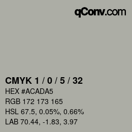 颜色代码: CMYK 1 / 0 / 5 / 32 | qconv.com