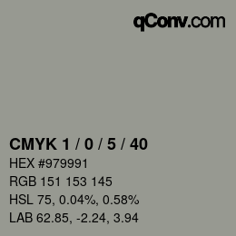 Color code: CMYK 1 / 0 / 5 / 40 | qconv.com