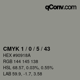 Color code: CMYK 1 / 0 / 5 / 43 | qconv.com