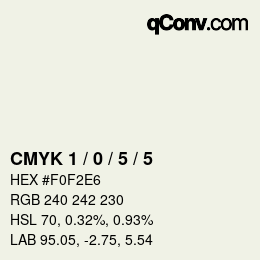 颜色代码: CMYK 1 / 0 / 5 / 5 | qconv.com