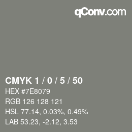颜色代码: CMYK 1 / 0 / 5 / 50 | qconv.com