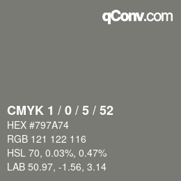 Color code: CMYK 1 / 0 / 5 / 52 | qconv.com