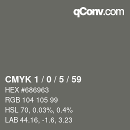 カラーコード: CMYK 1 / 0 / 5 / 59 | qconv.com