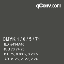 Color code: CMYK 1 / 0 / 5 / 71 | qconv.com