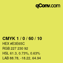 カラーコード: CMYK 1 / 0 / 60 / 10 | qconv.com