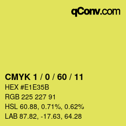カラーコード: CMYK 1 / 0 / 60 / 11 | qconv.com