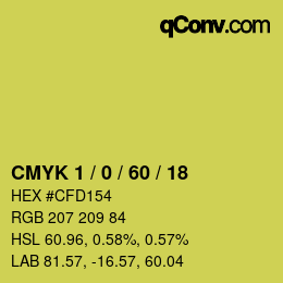 カラーコード: CMYK 1 / 0 / 60 / 18 | qconv.com