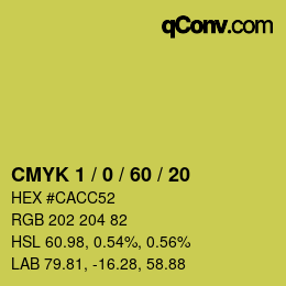 カラーコード: CMYK 1 / 0 / 60 / 20 | qconv.com