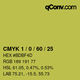 Color code: CMYK 1 / 0 / 60 / 25 | qconv.com