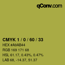 カラーコード: CMYK 1 / 0 / 60 / 33 | qconv.com