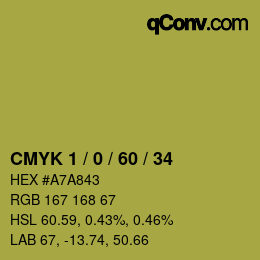 カラーコード: CMYK 1 / 0 / 60 / 34 | qconv.com
