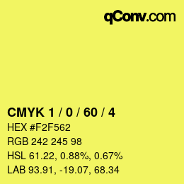 Farbcode: CMYK 1 / 0 / 60 / 4 | qconv.com