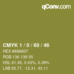 カラーコード: CMYK 1 / 0 / 60 / 46 | qconv.com