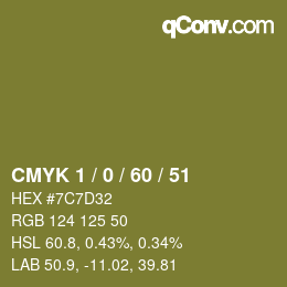 Color code: CMYK 1 / 0 / 60 / 51 | qconv.com