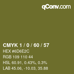 Color code: CMYK 1 / 0 / 60 / 57 | qconv.com