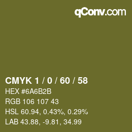 颜色代码: CMYK 1 / 0 / 60 / 58 | qconv.com
