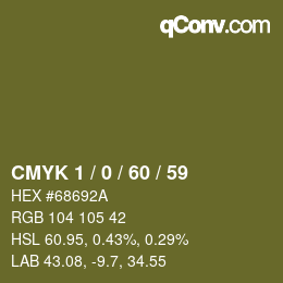颜色代码: CMYK 1 / 0 / 60 / 59 | qconv.com