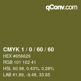 Farbcode: CMYK 1 / 0 / 60 / 60 | qconv.com