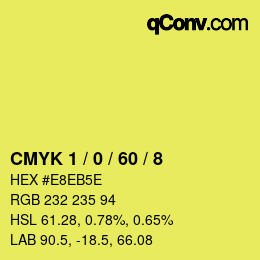 Farbcode: CMYK 1 / 0 / 60 / 8 | qconv.com