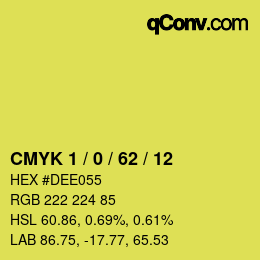 カラーコード: CMYK 1 / 0 / 62 / 12 | qconv.com