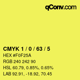 カラーコード: CMYK 1 / 0 / 63 / 5 | qconv.com