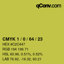 カラーコード: CMYK 1 / 0 / 64 / 23 | qconv.com