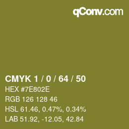 颜色代码: CMYK 1 / 0 / 64 / 50 | qconv.com