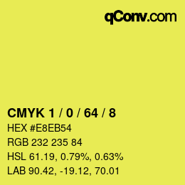 カラーコード: CMYK 1 / 0 / 64 / 8 | qconv.com