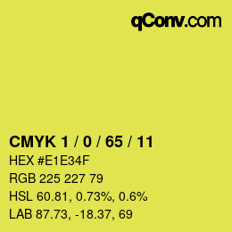 カラーコード: CMYK 1 / 0 / 65 / 11 | qconv.com