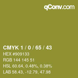 カラーコード: CMYK 1 / 0 / 65 / 43 | qconv.com