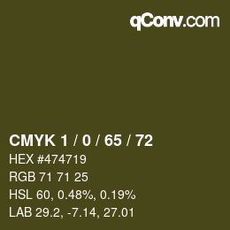 Color code: CMYK 1 / 0 / 65 / 72 | qconv.com