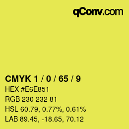 颜色代码: CMYK 1 / 0 / 65 / 9 | qconv.com