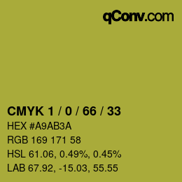 カラーコード: CMYK 1 / 0 / 66 / 33 | qconv.com