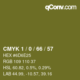 Farbcode: CMYK 1 / 0 / 66 / 57 | qconv.com