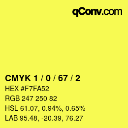 Farbcode: CMYK 1 / 0 / 67 / 2 | qconv.com