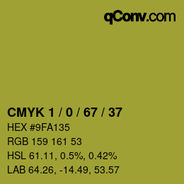 カラーコード: CMYK 1 / 0 / 67 / 37 | qconv.com
