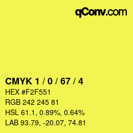 颜色代码: CMYK 1 / 0 / 67 / 4 | qconv.com