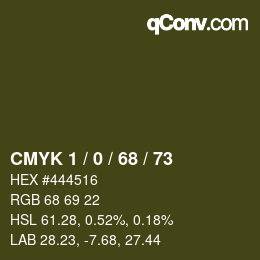 カラーコード: CMYK 1 / 0 / 68 / 73 | qconv.com