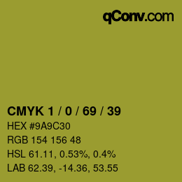 カラーコード: CMYK 1 / 0 / 69 / 39 | qconv.com