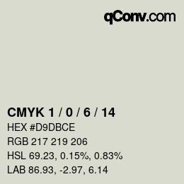 颜色代码: CMYK 1 / 0 / 6 / 14 | qconv.com