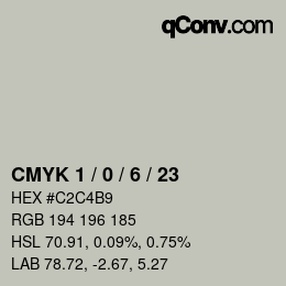 Color code: CMYK 1 / 0 / 6 / 23 | qconv.com