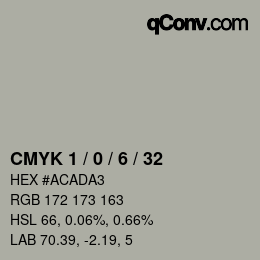カラーコード: CMYK 1 / 0 / 6 / 32 | qconv.com