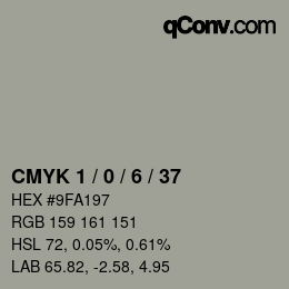 カラーコード: CMYK 1 / 0 / 6 / 37 | qconv.com