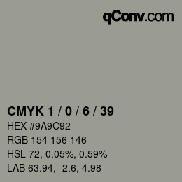 Color code: CMYK 1 / 0 / 6 / 39 | qconv.com