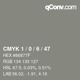 Color code: CMYK 1 / 0 / 6 / 47 | qconv.com