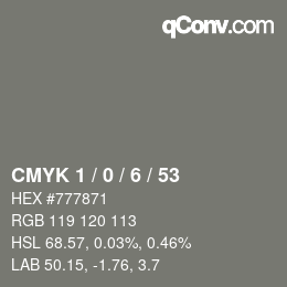 Color code: CMYK 1 / 0 / 6 / 53 | qconv.com