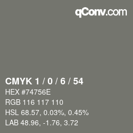 Color code: CMYK 1 / 0 / 6 / 54 | qconv.com